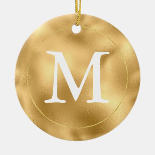 Gouden Glam Monogram Keramisch Ornament (Voorkant)