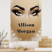 Gouden Glam Oog Make-up Lange Wimpers ✨ Poster (Keuken)