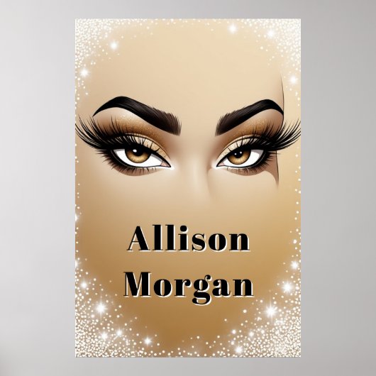Gouden Glam Oog Make-up Lange Wimpers ✨ Poster (Voorkant)