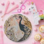 Gouden Glam Peacocks Bruiloft Papieren Bordje (Feest)