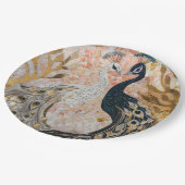 Gouden Glam Peacocks Bruiloft Papieren Bordje (Gekanteld)