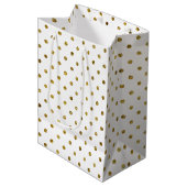 Gouden Glam Polka Dots Medium Cadeauzakje (Voorkant Gekanteld)