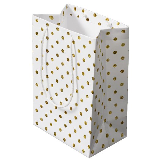 Gouden Glam Polka Dots Medium Cadeauzakje (Achterkant Gekanteld)