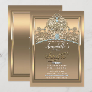 Gouden Glam Prinses Hart Tiara Zoete 16 Feest Kaart