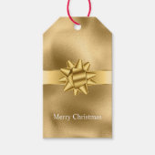 Gouden Glam Ribbon en Boog Kerstmis Cadeaulabel (Voorkant)