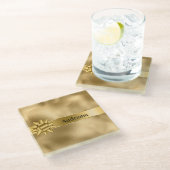 Gouden Glam Ribbon en Boog Kerstmis Glazen Onderzetter (Schuin)