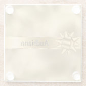 Gouden Glam Ribbon en Boog Kerstmis Glazen Onderzetter (Achterkant)