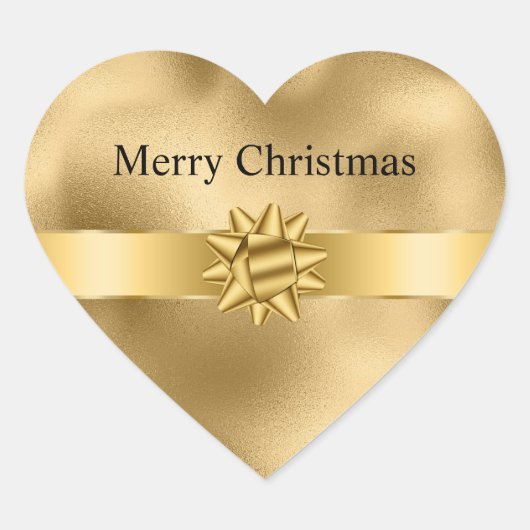 Gouden Glam Ribbon en Boog Kerstmis Hart Sticker (Voorkant)