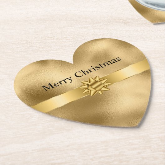 Gouden Glam Ribbon en Boog Kerstmis Kartonnen Onderzetters (Gekanteld)