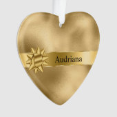 Gouden Glam Ribbon en Boog Kerstmis Ornament (voorkant)