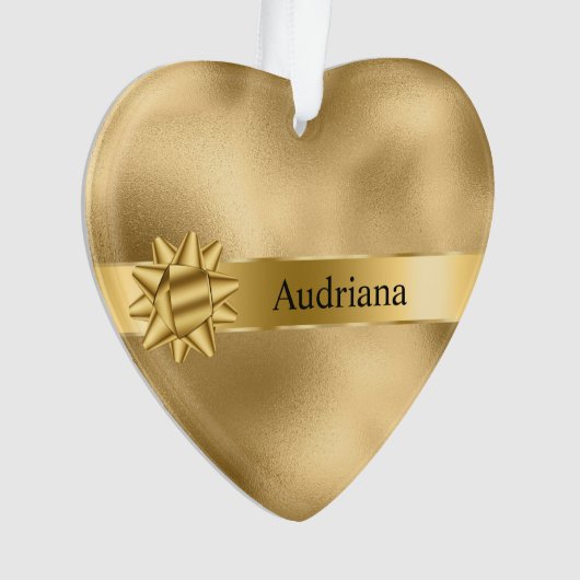 Gouden Glam Ribbon en Boog Kerstmis Ornament (voorkant)