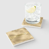 Gouden Glam Ribbon en Boog Kerstmis Stenen Onderzetter (Zijkant)