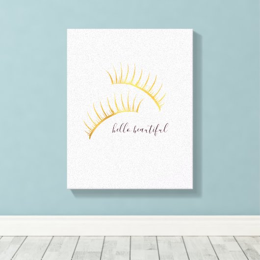 Gouden Glam Roze Wimpers Canvas Afdruk (Insitu (Houten vloer))
