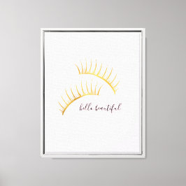 Gouden Glam Roze Wimpers Canvas Afdruk