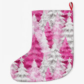 Gouden Glam Roze Witte Kerstbomen Grote Kerstsok (Achterkant)