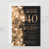 Gouden Glam Save The Date 40ste verpartij Kaart (Voorkant)