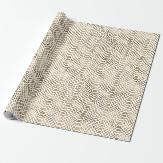 Gouden Glam Snake Skin Cadeaupapier (Uitgerold)