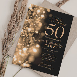 Gouden Glam Surprise 50e Verjaardagsfeestje Kaart