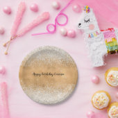 Gouden Glam Witte Glitter Sparkle Papieren Bordje (Feest)