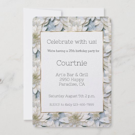 Gouden Glam Witte Lotus Bloemen Verjaardag Kaart (Voorkant)