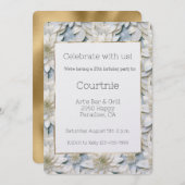 Gouden Glam Witte Lotus Bloemen Verjaardag Kaart (Voorkant / Achterkant)