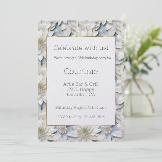 Gouden Glam Witte Lotus Bloemen Verjaardag Kaart (Staand voorkant)