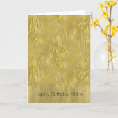 Gouden Glam Zebra Print Stripes Verjaardag Kaart (Gele Bloem)