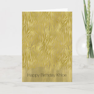 Gouden Glam Zebra Print Stripes Verjaardag Kaart