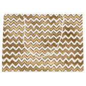 Gouden Glam Zigzag Stripes Kerstmis Groot Cadeauzakje (Voorkant)