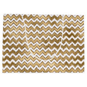 Gouden Glam Zigzag Stripes Kerstmis Groot Cadeauzakje (Achterkant)