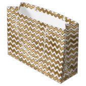 Gouden Glam Zigzag Stripes Kerstmis Groot Cadeauzakje (Achterkant Gekanteld)