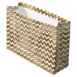 Gouden Glam Zigzag Stripes Kerstmis Groot Cadeauzakje