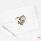 Gouden Glam Zwart Leopard Print Be Kind Confetti Hart Sticker (Envelop)