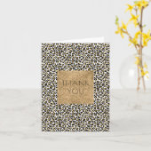 Gouden Glam Zwart Leopard Print Dank u Kaart (Gele Bloem)