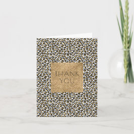 Gouden Glam Zwart Leopard Print Dank u Kaart