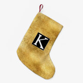 Gouden Glam Zwart Wit Monogram Kleine Kerstsok (Voorkant (Hangend))