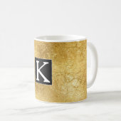 Gouden Glam Zwart Wit Monogram Koffiemok (Voorkant rechts)