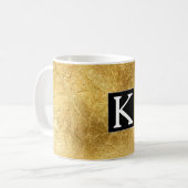 Gouden Glam Zwart Wit Monogram Koffiemok (Voorkant links)