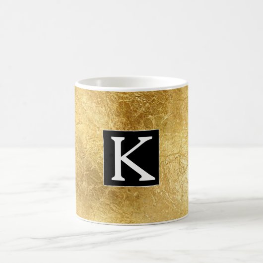 Gouden Glam Zwart Wit Monogram Koffiemok (Center)