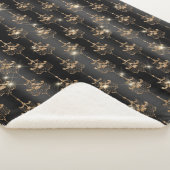 Gouden glam zwarte kroonluchters sherpa deken (3/4)