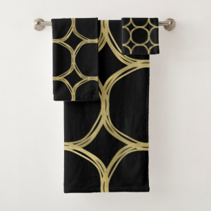 Gouden Glam & Zwarte Ringen Moderne Glam Bad Handdoek