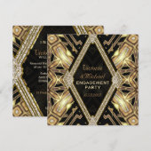 Gouden Glamour Art Deco Engagement Party Kaart (Voorkant / Achterkant)
