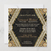 Gouden Glamour Art Deco Engagement Party Kaart (Achterkant)
