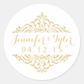 Gouden Glamour Elegantie Bruiloft Stickers (Voorkant)