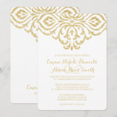 Gouden  Glamour Elegantie Huwelijksuitnodiging Kaart (Voorkant / Achterkant)