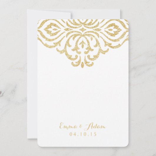 Gouden Glamour Elegantie Huwelijksuitnodiging Kaart (Achterkant)