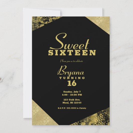 Gouden Glamour Geometrische Moderne Chic Sweet 16 Kaart (Voorkant)