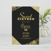 Gouden Glamour Geometrische Moderne Chic Sweet 16 Kaart (Staand voorkant)