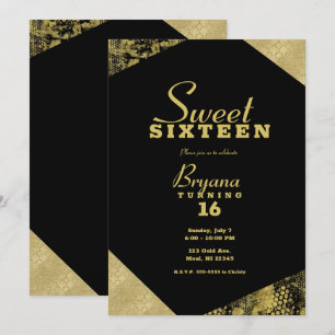 Gouden Glamour Geometrische Moderne Chic Sweet 16  Kaart