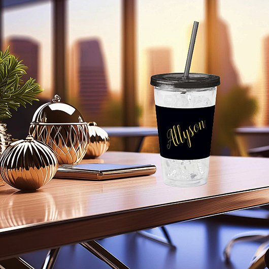 Gouden glamour gepersonaliseerd acryl drinkbeker